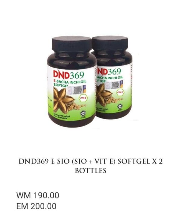 DND369 E-SACHA INCHI OIL (SIO+VIT E : 60 VEGE SOFTGEL) × 2 BOTOL
