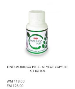 DND MORINGA PLUS (60 VEGE CAPSULE) × 1 BOTOL