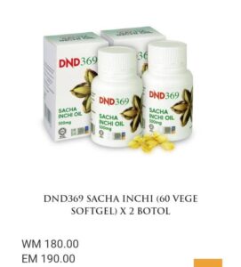 DND369 SACHA INCHI OIL (60 VEGE SOFTGEL) × 2 BOTOL
