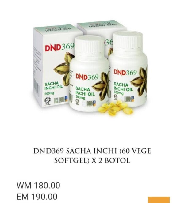 DND369 SACHA INCHI OIL (60 VEGE SOFTGEL) × 2 BOTOL