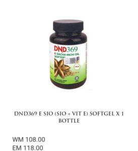 DND369 E-SACHA INCHI OIL (SIO+VIT E : 60 VEGE SOFTGEL) × 1 BOTOL