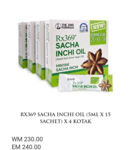RX369 SACHA INCHI OIL (5ML × 15 SACHET) × 4 KOTAK