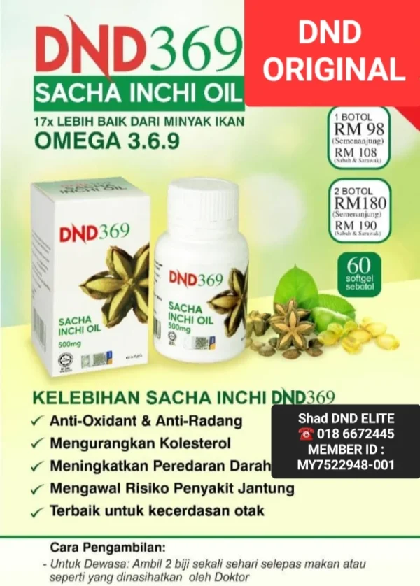 DND369 SACHA INCHI OIL (60 VEGE SOFTGEL) × 2 BOTOL - Image 2