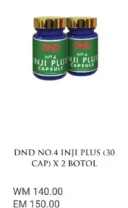 2 BOTOL : DND NO.4 INJI PLUS (30 CAP) - DND SPICE.