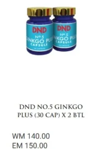 2 BOTOL : DND NO.5 GINKGO PLUS (30 CAP) - DND SPICE.
