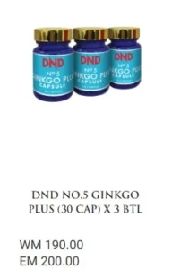 3 BOTOL : DND NO.5 GINKGO PLUS (30 CAP) - DND SPICE.
