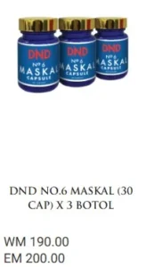 3 BOTOL : DND NO.6 MASKAL (30 CAP) - DND SPICE.