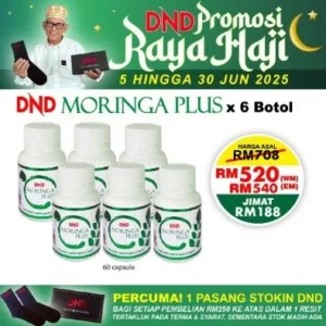 PACKAGE 12: DND MORINGA PLUS - 60 VEGE CAPSULE X 6 BOTOL