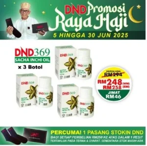 PACKAGE 7- DND369 SACHA INCHI (60 VEGE SOFTGEL) X 3 BOTOL
