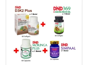 PACKAGE 1: (1 DND369 E - SIO (60 softgel) +1 DND MORINGA PLUS (60 cap) + 1 DND D3K2 PLUS (60 softgel)+ 1 DND SIMPAAL (30 cap)