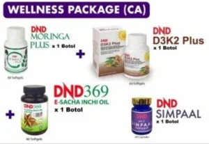 PACKAGE : (1 DND369 E - SIO (60 softgel) +1 DND MORINGA PLUS (60 cap) + 1 DND D3K2 PLUS (60 softgel)+ 1 DND SIMPAAL (30 cap)