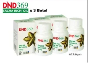 PACKAGE 6- DND369 SACHA INCHI (60 VEGE SOFTGEL) X 3 BOTOL