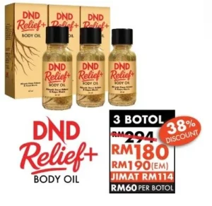 DND RELIEF+ BODY OIL (60ML) x 3 botol