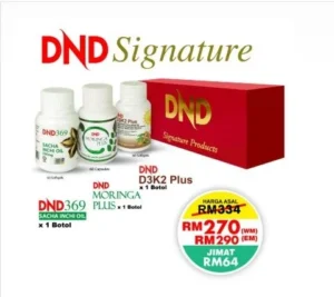 DND SIGNATURE : WELLNESS PACKAGE (1 BOTOL DND369 SIO SOFTGEL + 1 BOTOL DND MORINGA PLUS + 1 BOTOL DND D3K2 PLUS SOFTGEL)